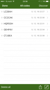 Seznam sledljivčkov, pripravljen za nadaljnjo obdelavo ali izvoz v datoteko.