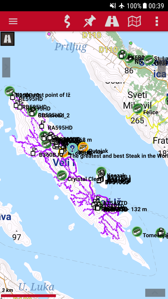 ... in OruxMapsu z dodanimi vsemi zakladki